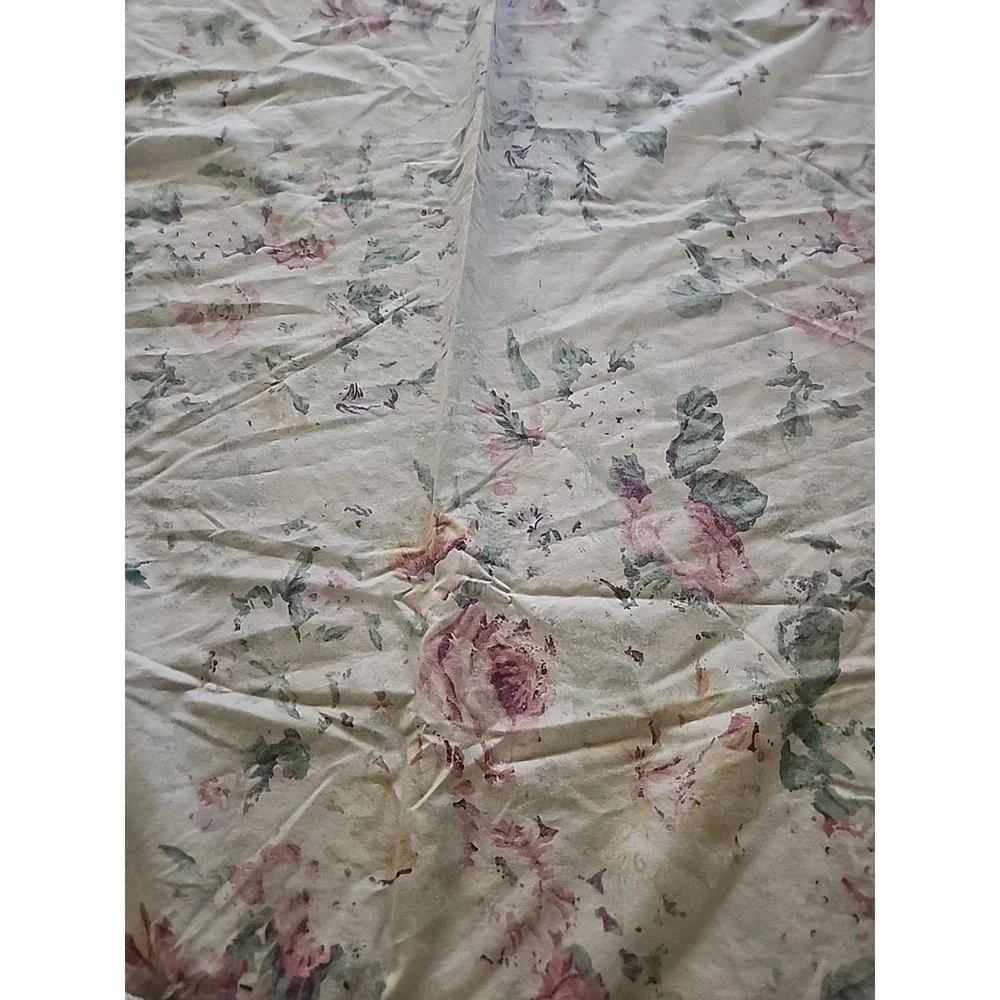 Vtg Ralph Lauren Francesca Tea Stain Floral 76x95in Fitted Sheet for Crafts READ